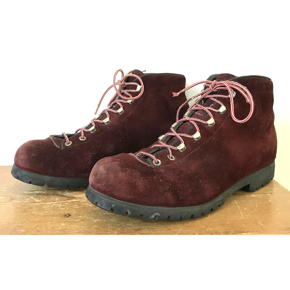 Vintage WOMENS Fabiano Mountaineering Hiking Boots Burgundy Suede Italy 10.5N